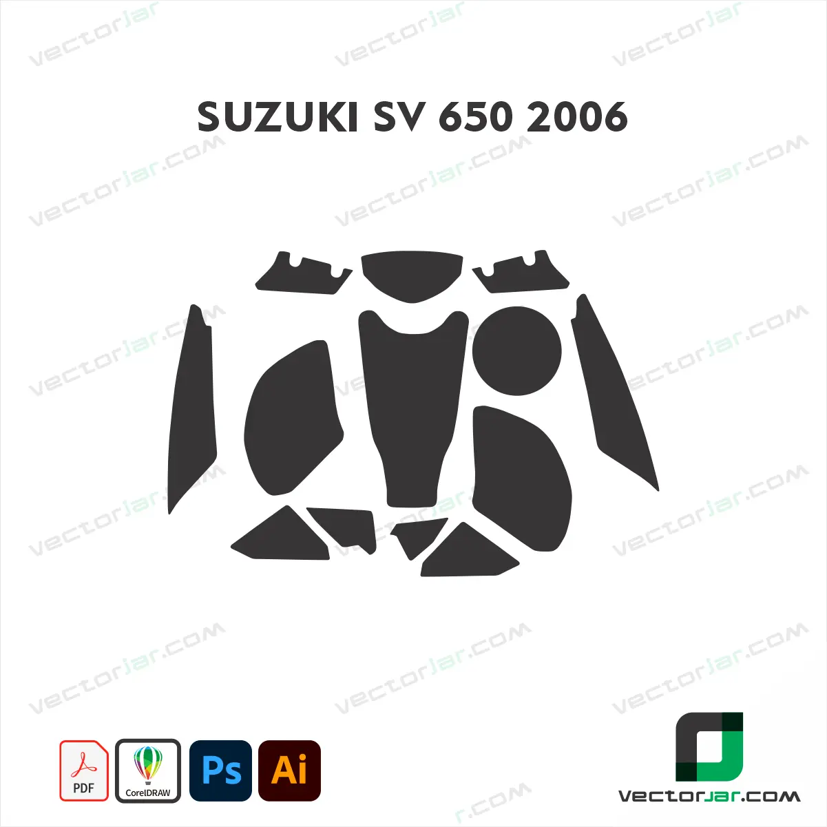Suzuki SV650 2006 Motorcycle Paint Protection Film and Vinyl Wrap Vector Template