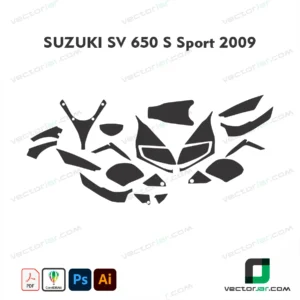 Suzuki SV650 S Sport 2009 Motorcycle Paint Protection Film and Vinyl Wrap Vector Template