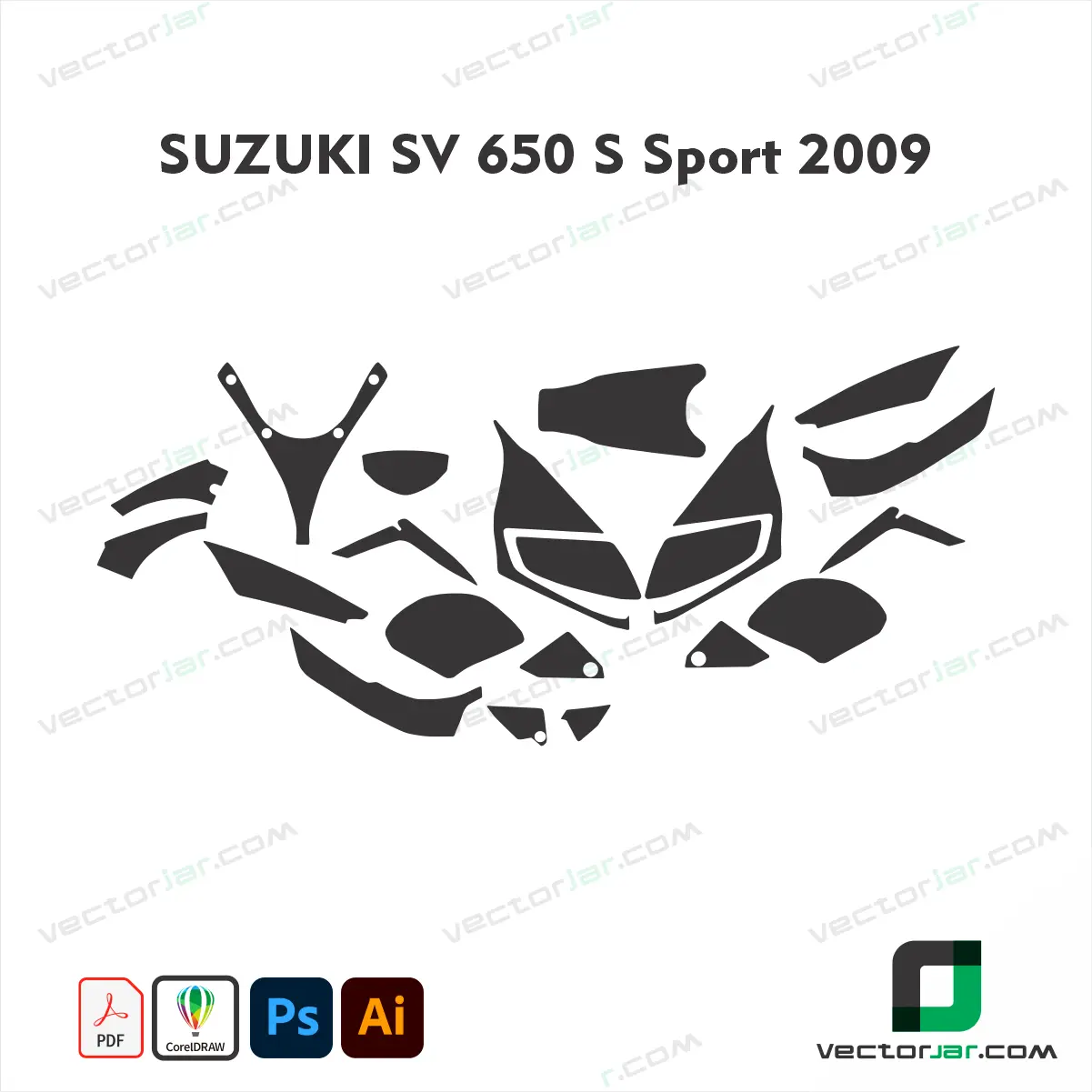 Suzuki SV650 S Sport 2009 Motorcycle Paint Protection Film and Vinyl Wrap Vector Template