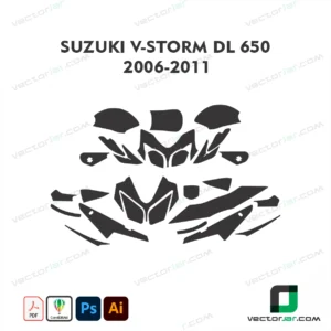 Suzuki V-Strom DL650 2006-2011 Motorcycle Paint Protection Film and Vinyl Wrap Vector Template