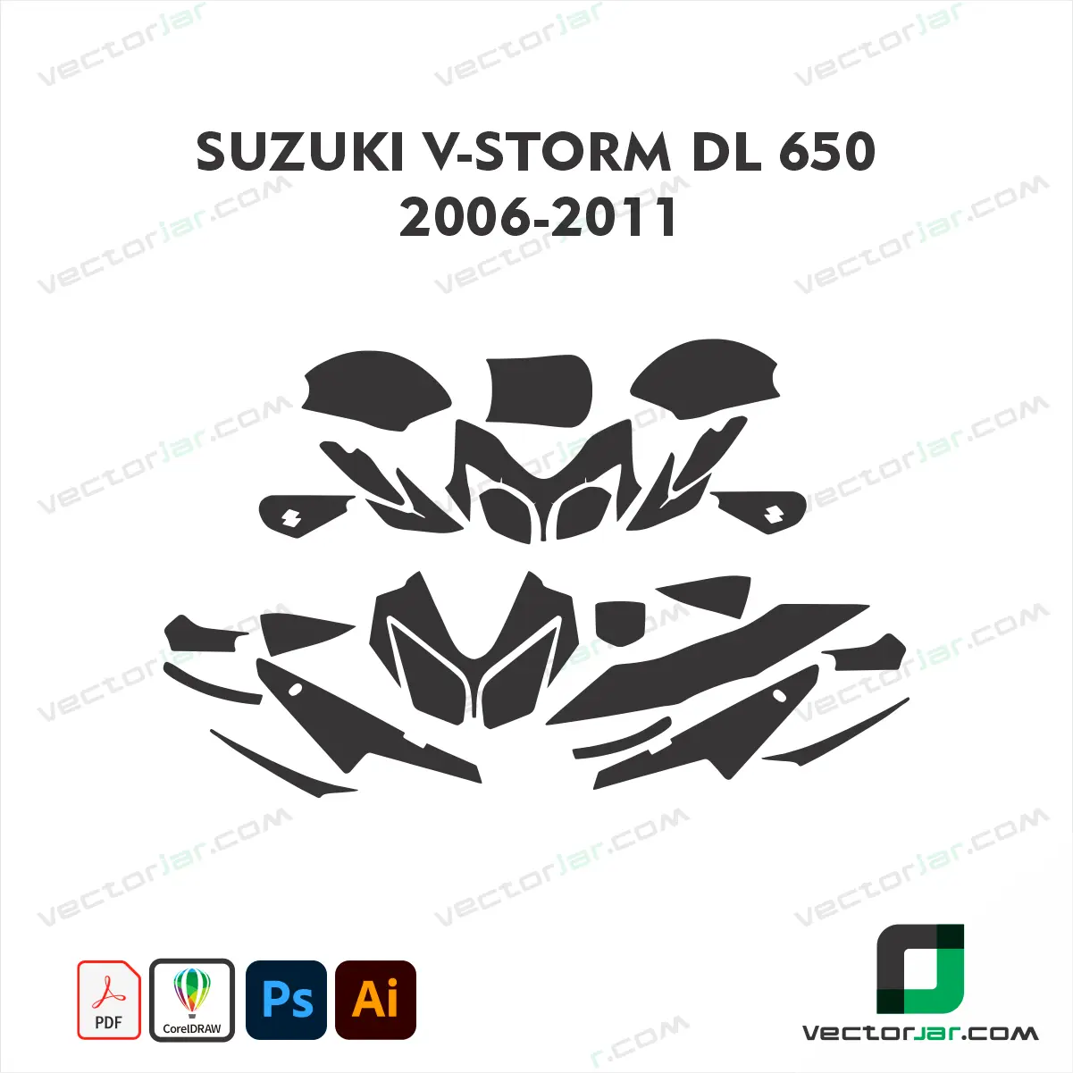 Suzuki V-Strom DL650 2006-2011 Motorcycle Paint Protection Film and Vinyl Wrap Vector Template