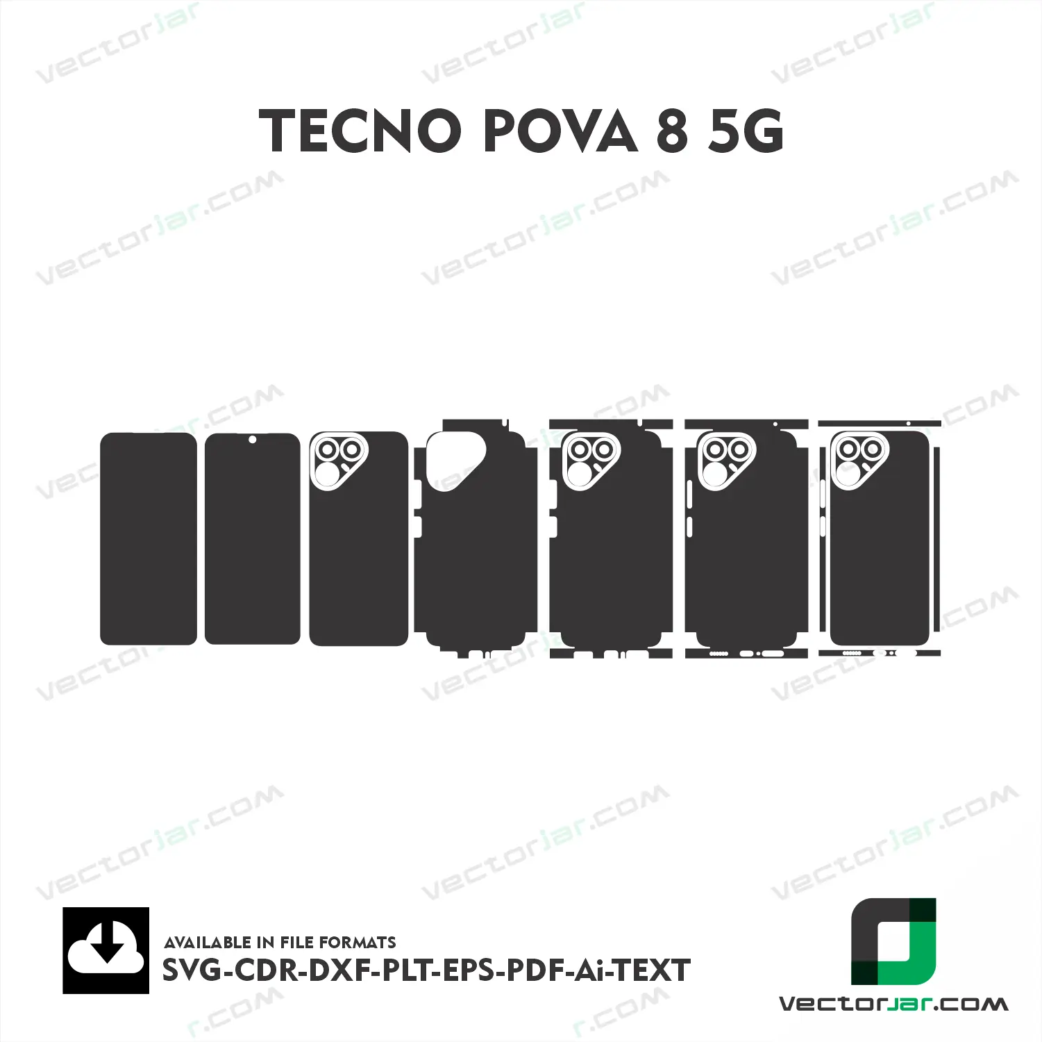 Tecno Pova 8 5G Exact Fit Mobile Skin Vector Template