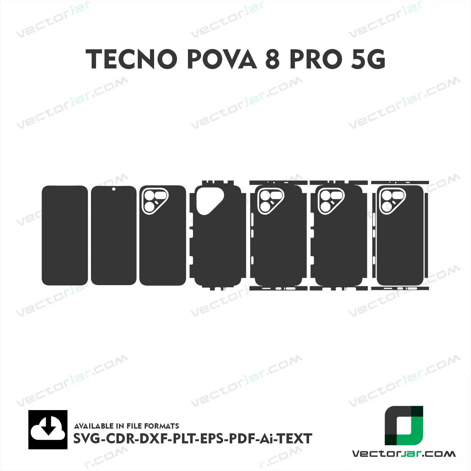 Tecno Pova 8 Pro 5G Exact Fit Mobile Skin Vector Template