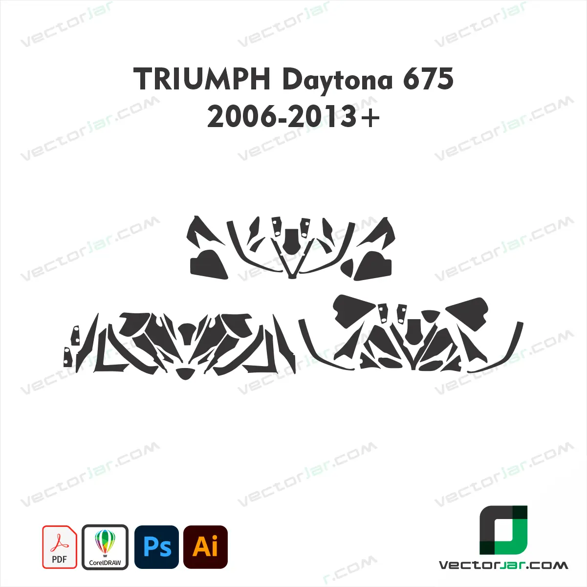Triumph Daytona 675 2006-2013+ Motorcycle Paint Protection Film and Vinyl Wrap Vector Template