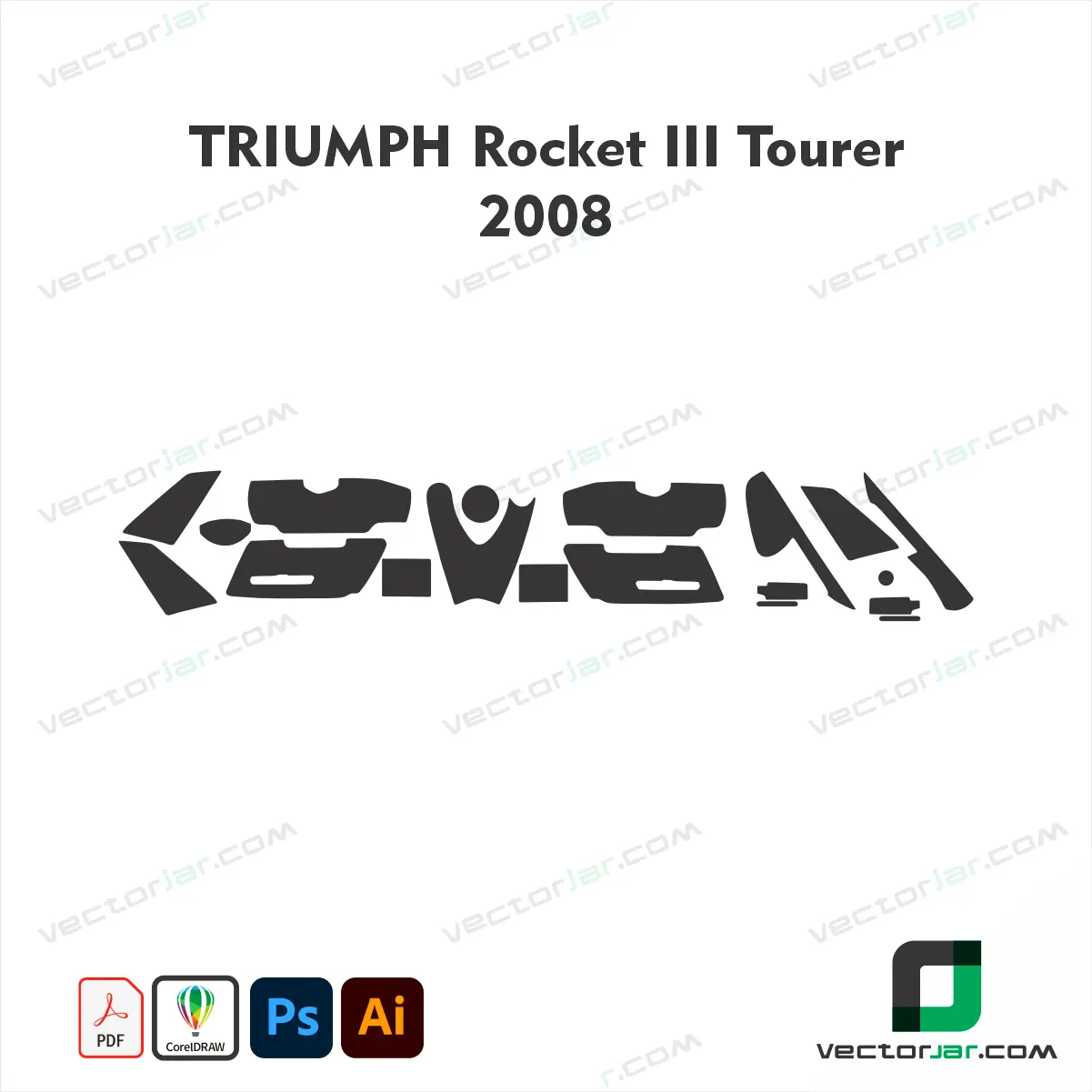 Triumph Rocket III Tourer 2008 Motorcycle Paint Protection Film and Vinyl Wrap Vector Template