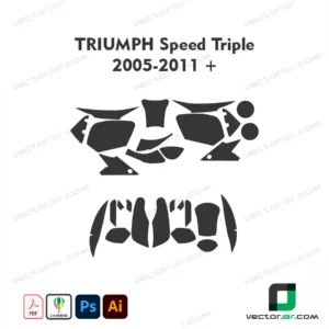 Triumph Speed Triple 2005-2011+ Motorcycle Paint Protection Film and Vinyl Wrap Vector Template