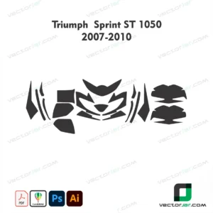 Triumph Sprint ST 1050 2007-2010 Motorcycle Paint Protection Film and Vinyl Wrap Vector Template