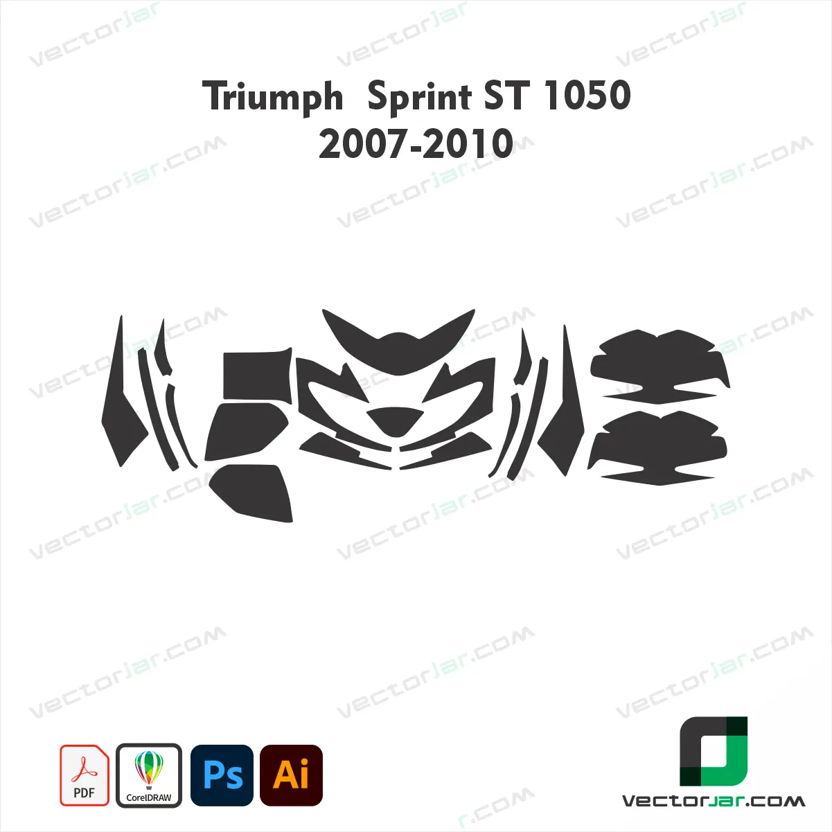 Triumph Sprint ST 1050 2007-2010 Motorcycle Paint Protection Film and Vinyl Wrap Vector Template