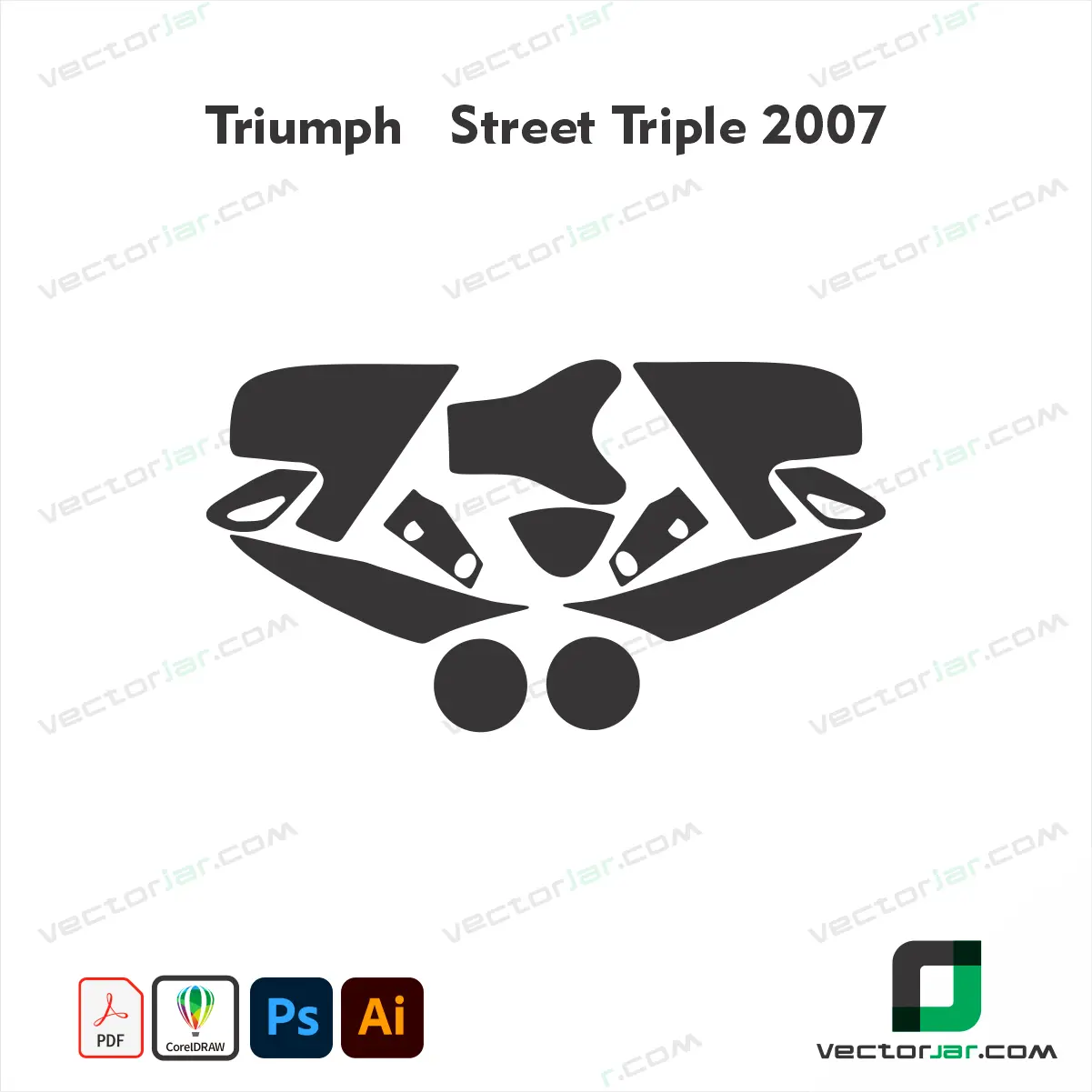 Triumph Street Triple 2007 Motorcycle Paint Protection Film and Vinyl Wrap Vector Template
