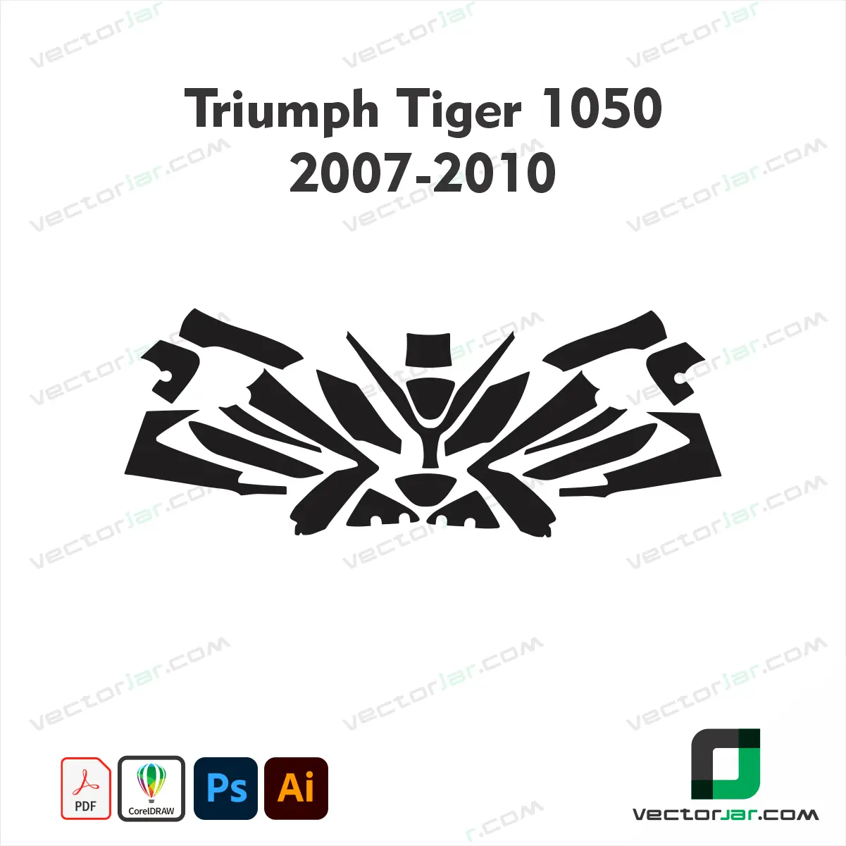 Triumph Tiger 1050 2007-2010 Motorcycle Paint Protection Film and Vinyl Wrap Vector Template