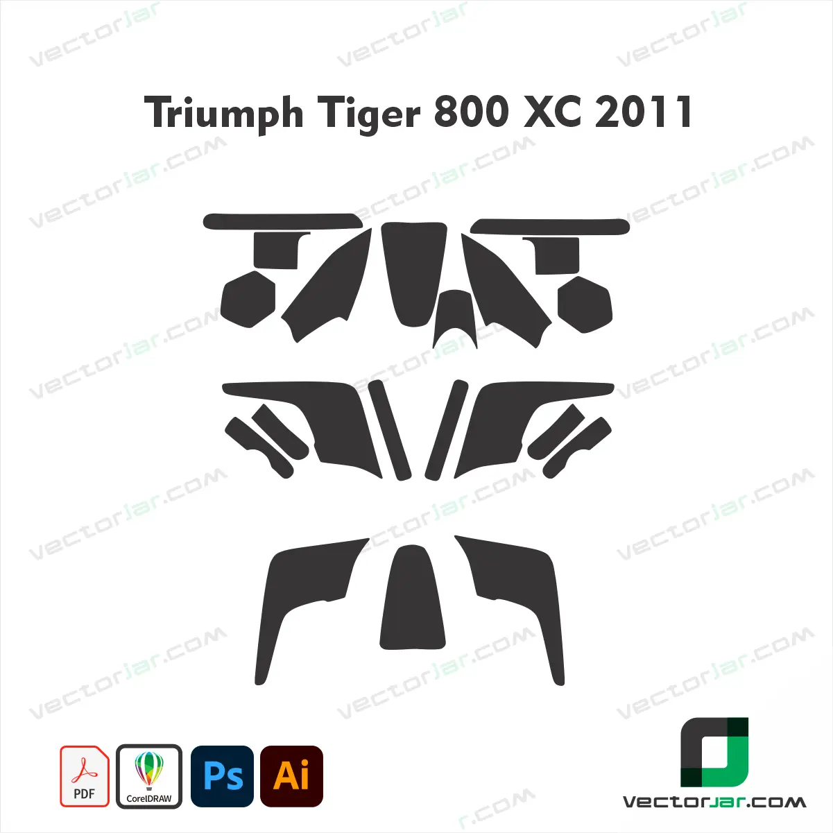 Triumph Tiger 800 XC 2011 Motorcycle Paint Protection Film and Vinyl Wrap Vector Template