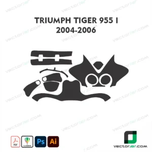Triumph Tiger 955i 2004-2006 Motorcycle Paint Protection Film and Vinyl Wrap Vector Template