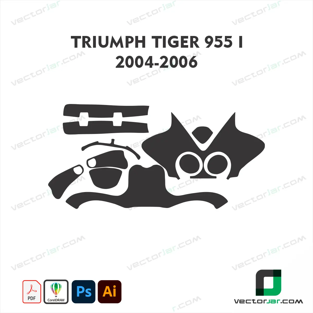 Triumph Tiger 955i 2004-2006 Motorcycle Paint Protection Film and Vinyl Wrap Vector Template