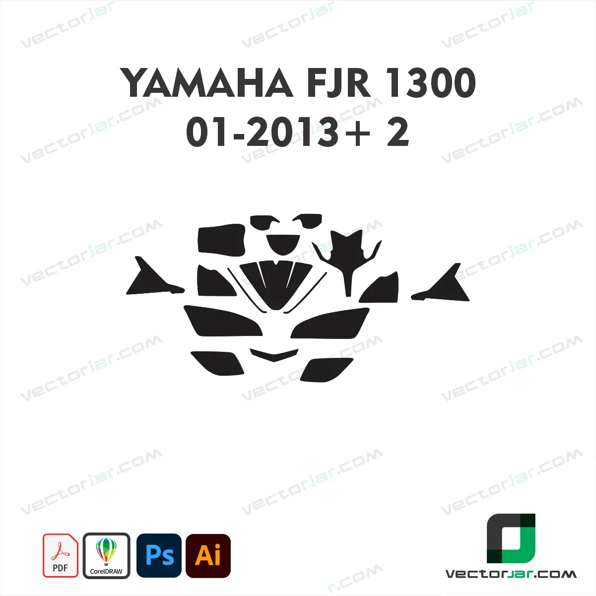 Yamaha FJR 1300 2001-2013+ Version 2 Motorcycle Paint Protection Film and Vinyl Wrap Vector Template