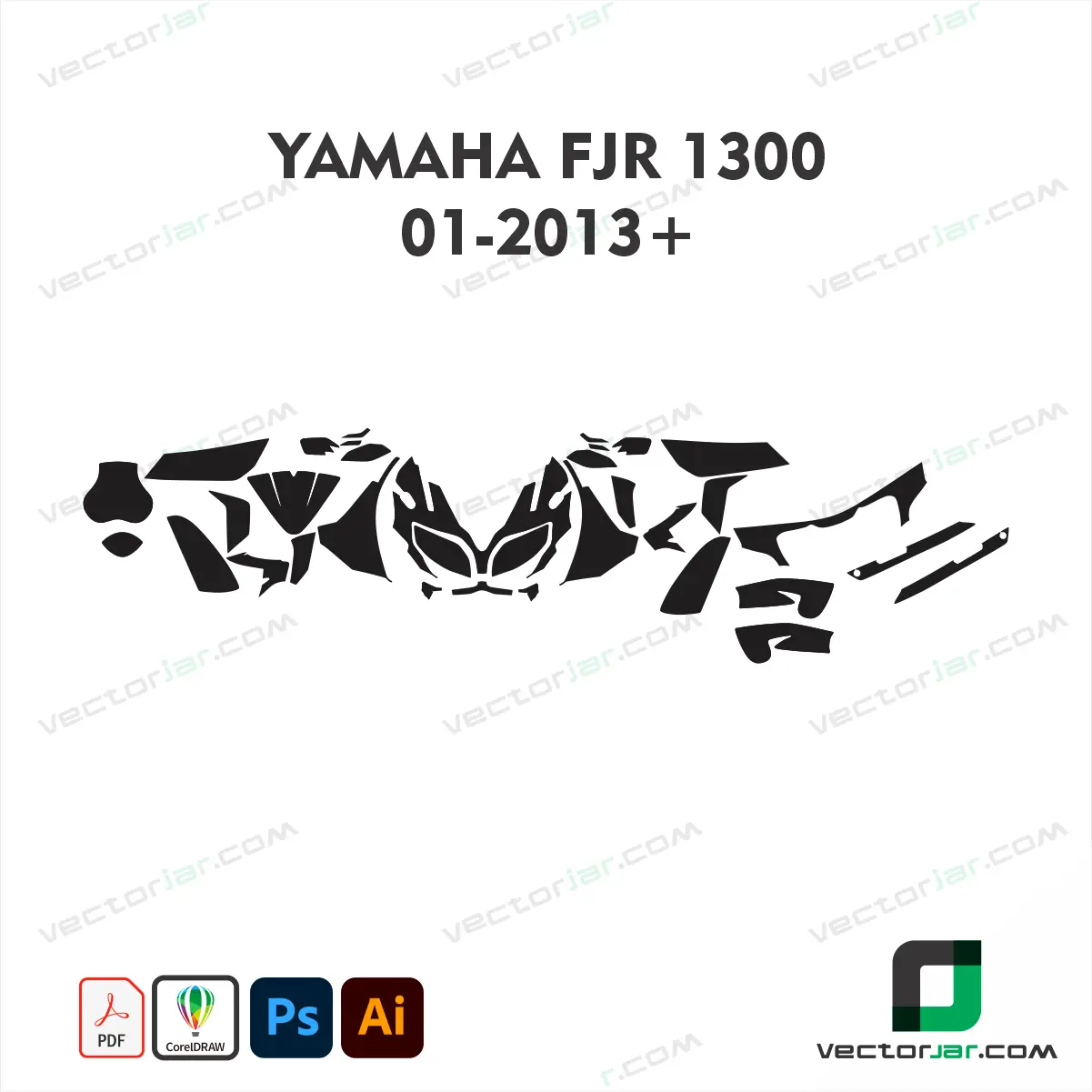 Yamaha FJR 1300 2001-2013+ Motorcycle Paint Protection Film and Vinyl Wrap Vector Template