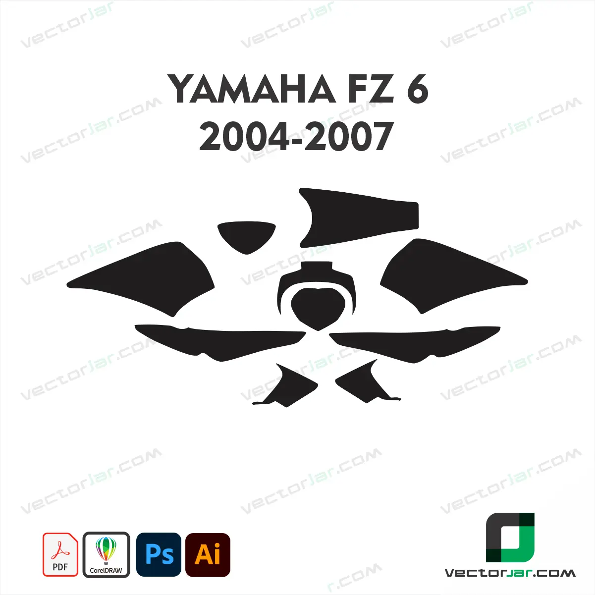 Yamaha FZ6 2004-2007_1 PPF & Wrap Template