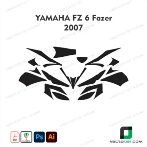 Yamaha FZ6 Fazer 2007 Motorcycle Paint Protection Film and Vinyl Wrap Vector Template