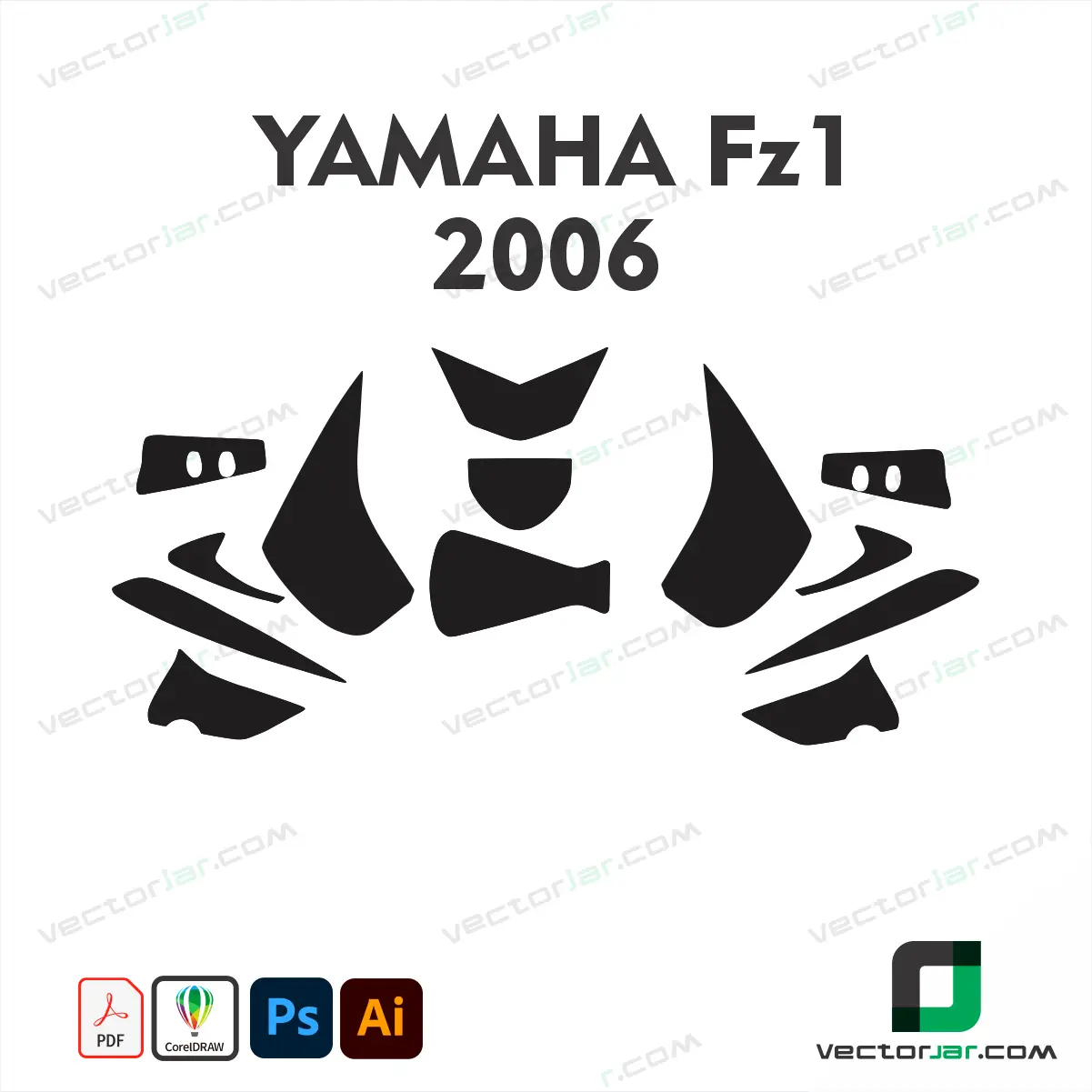 Yamaha FZ1 2006 Motorcycle Paint Protection Film and Vinyl Wrap Vector Template
