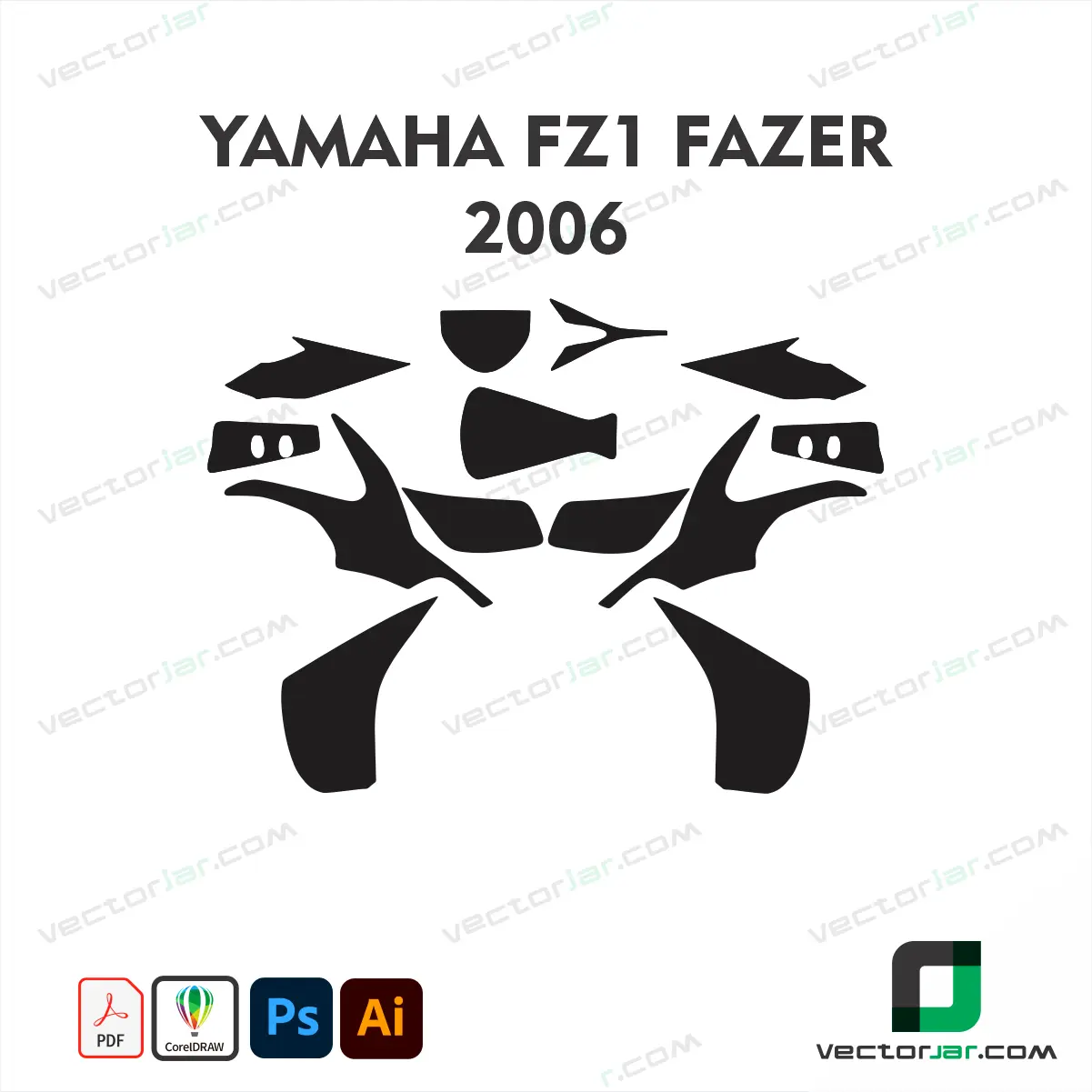 Yamaha FZ1 Fazer 2006 Motorcycle Paint Protection Film and Vinyl Wrap Vector Template