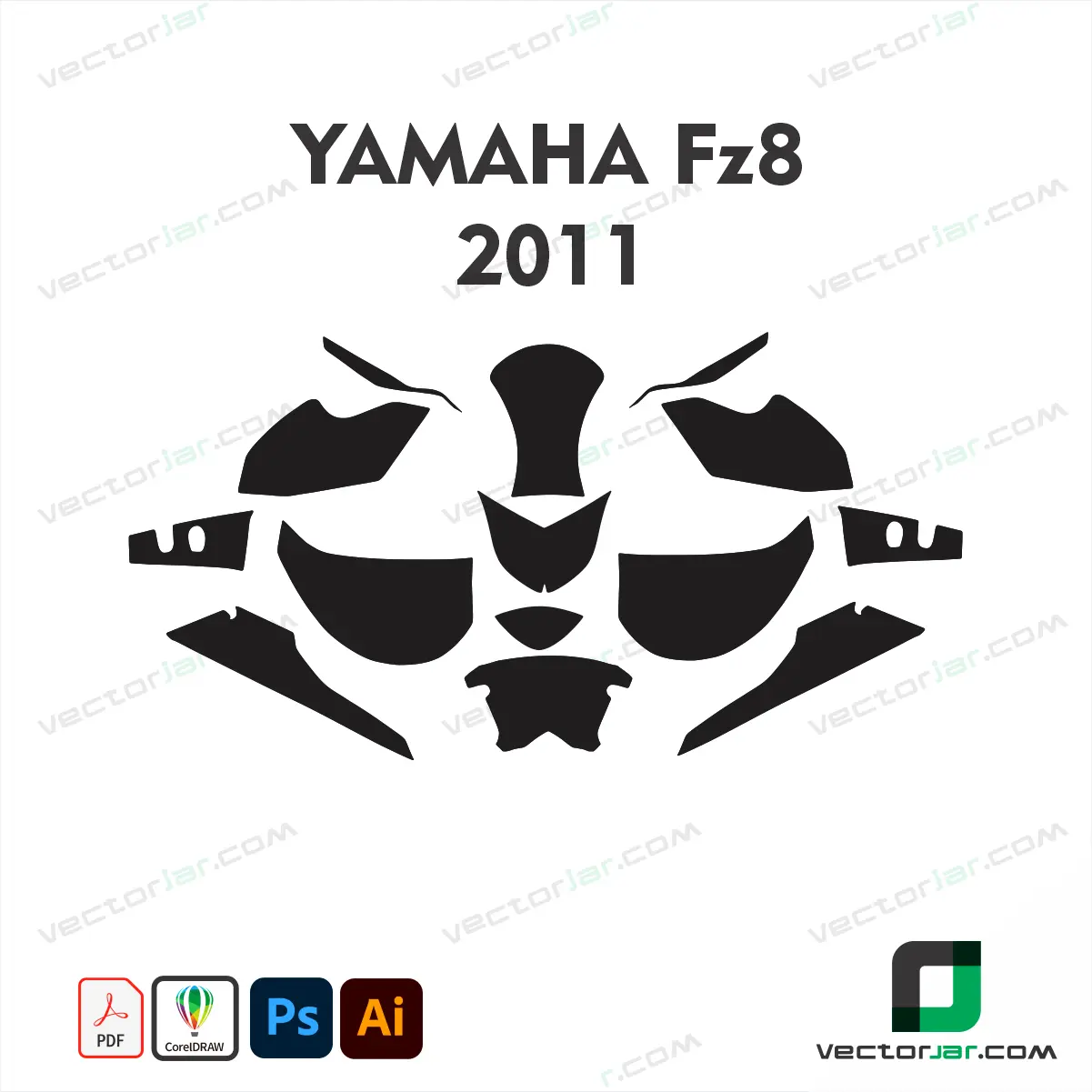 Yamaha FZ8 2011 Motorcycle Paint Protection Film and Vinyl Wrap Vector Template