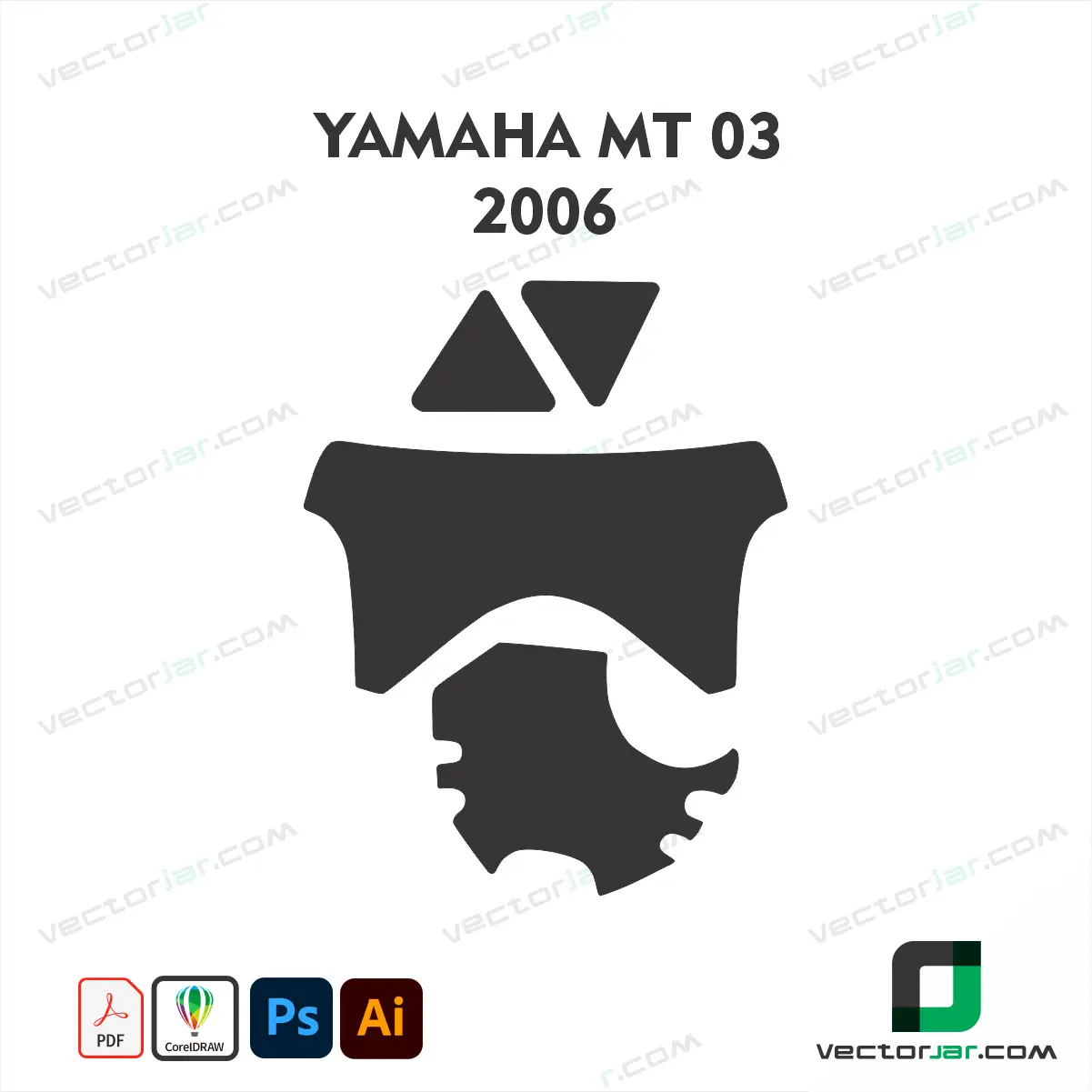 Yamaha MT-03 2006 Motorcycle Paint Protection Film and Vinyl Wrap Vector Template