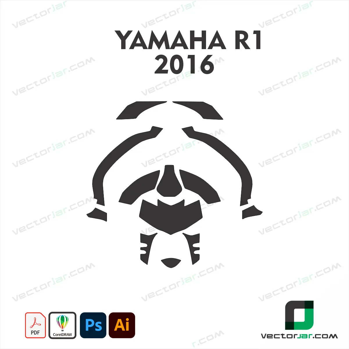 Yamaha YZF-R1 2016 Motorcycle Paint Protection Film and Vinyl Wrap Vector Template