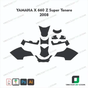 Yamaha XTZ 660Z Super Ténéré 2008 Motorcycle Paint Protection Film and Vinyl Wrap Vector Template