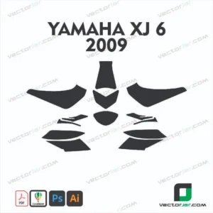 Yamaha XJ6 2009 Motorcycle Paint Protection Film and Vinyl Wrap Vector Template