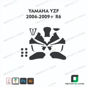 Yamaha YZF-R6 2006-2009+ Motorcycle Paint Protection Film and Vinyl Wrap Vector Template