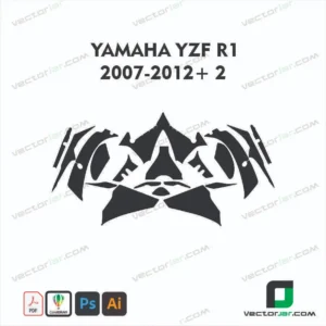 Yamaha YZF-R1 2007-2012+ Version 2 Motorcycle Paint Protection Film and Vinyl Wrap Vector Template