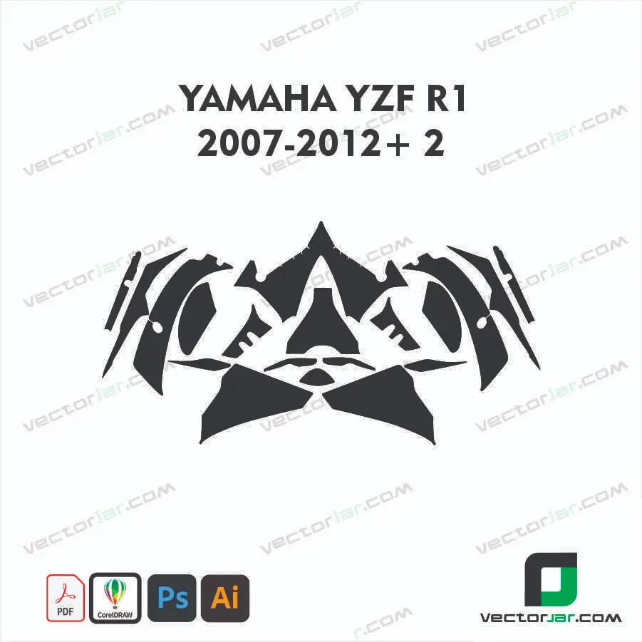 Yamaha YZF-R1 2007-2012+ Version 2 Motorcycle Paint Protection Film and Vinyl Wrap Vector Template