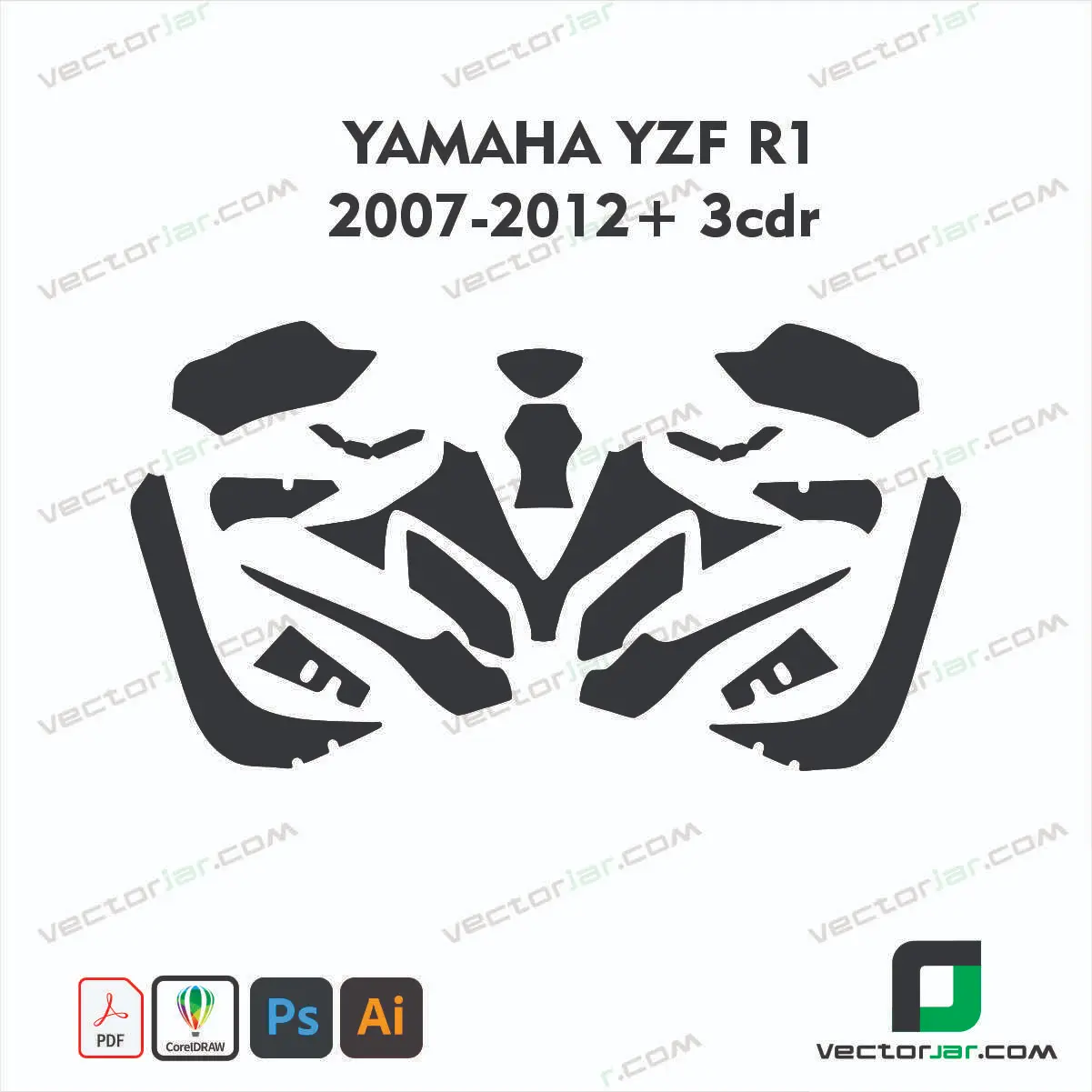 Yamaha YZF-R1 2007-2012+ 3 CDR PPF & Wrap Template