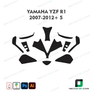 Yamaha YZF-R1 2007-2012+ Version 5 Motorcycle Paint Protection Film and Vinyl Wrap Vector Template