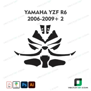 Yamaha YZF-R6 2006-2009+ Version 2 Motorcycle Paint Protection Film and Vinyl Wrap Vector Template