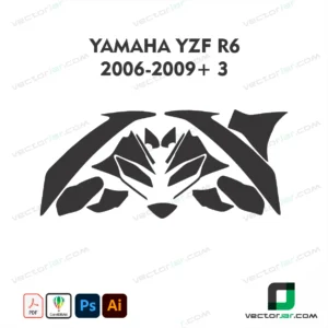 Yamaha YZF-R6 2006-2009+ Version 3 Motorcycle Paint Protection Film and Vinyl Wrap Vector Template