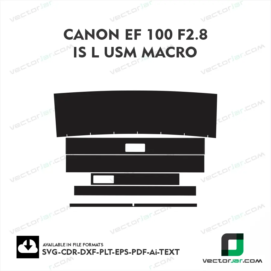 Canon EF 100 F2.8 IS L USM Macro Exact Fit Lens Skin Vector Template