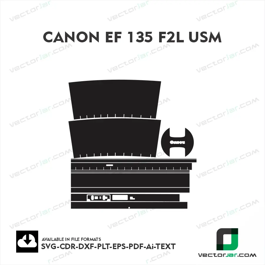 Canon EF 135 F2L USM Exact Fit Lens Skin Vector Template