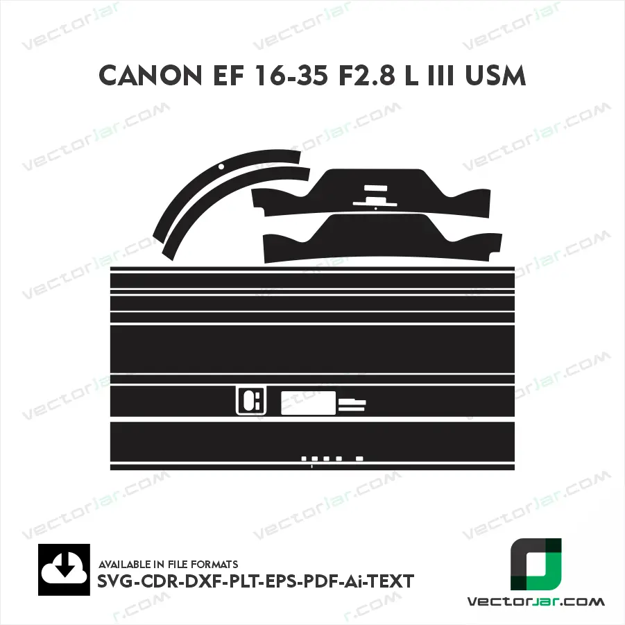 Canon EF 16-35 F2.8 L III USM Exact Fit Lens Skin Vector Template