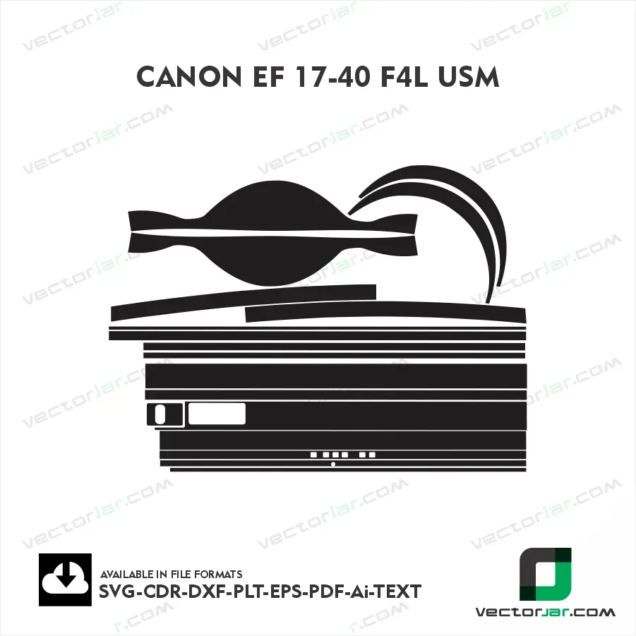 Canon EF 17-40 F4L USM Exact Fit Lens Skin Vector Template