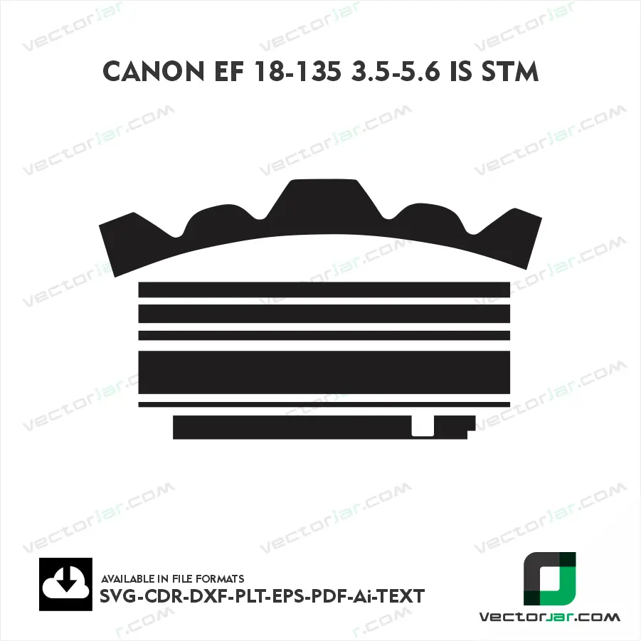 Canon EF 18-135 3.5-5.6 IS STM Exact Fit Lens Skin Vector Template