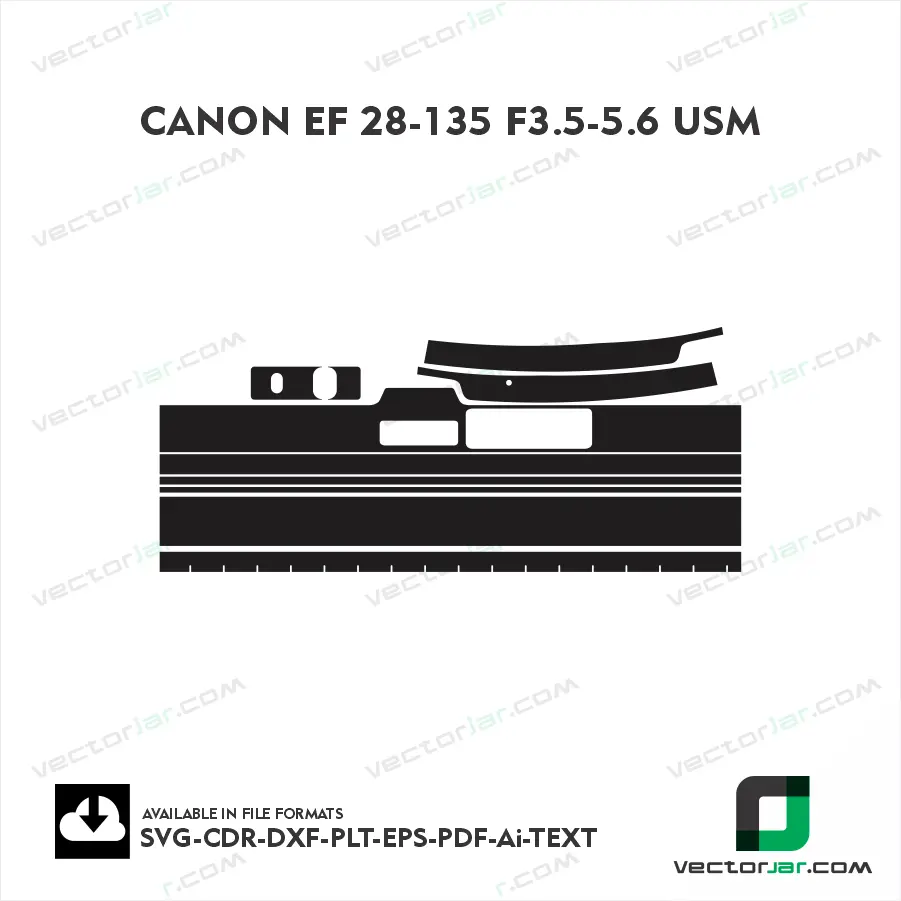 Canon EF 28-135 F3.5-5.6 USM Exact Fit Lens Skin Vector Template