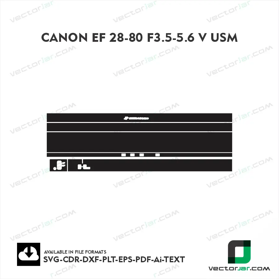 Canon EF 28-80 F3.5-5.6 V USM Exact Fit Lens Skin Vector Template