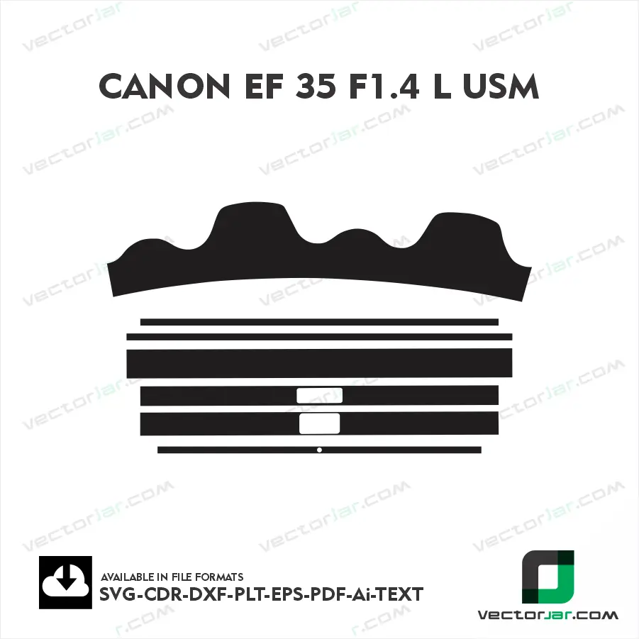 Canon EF 35 F1.4 L USM Exact Fit Lens Skin Vector Template