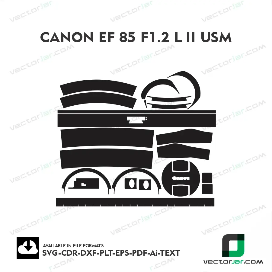 Canon EF 85 F1.2 L II USM Exact Fit Lens Skin Vector Template