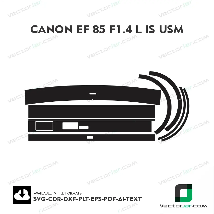 Canon EF 85 F1.4 L IS USM Exact Fit Lens Skin Vector Template