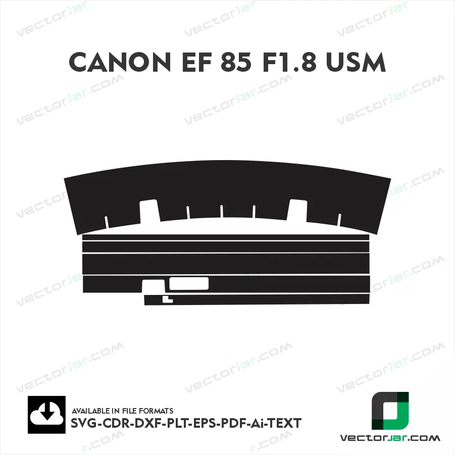Canon EF 85 F1.8 USM Exact Fit Lens Skin Vector Template