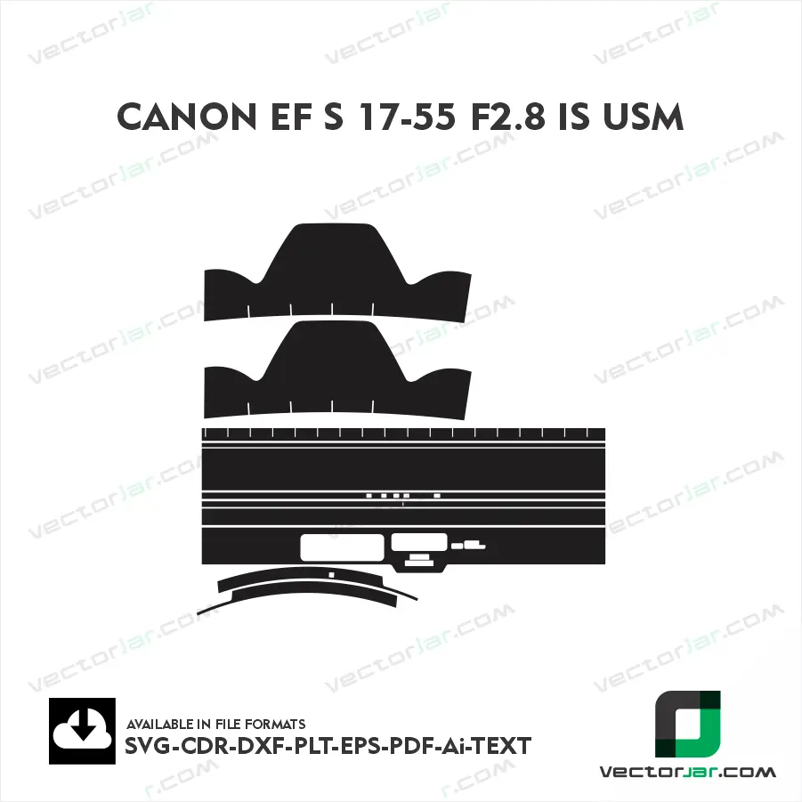 Canon EF-S 17-55mm F2.8 IS USM Exact Fit Lens Skin Vector Template