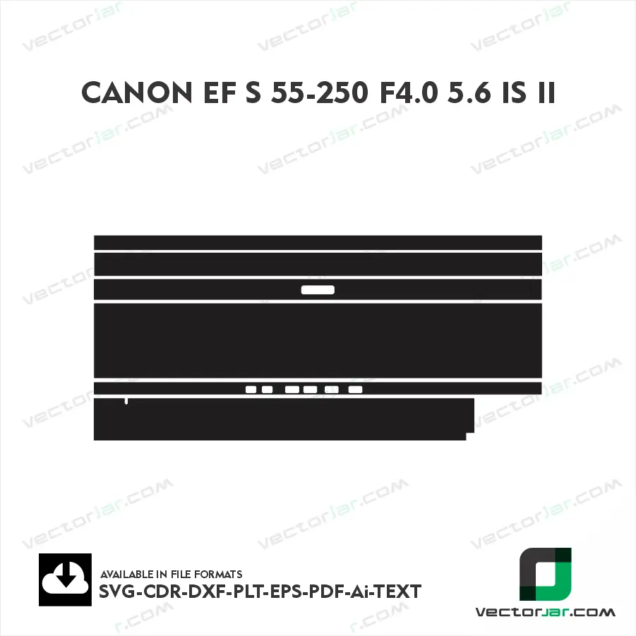 Canon EF-S 55-250mm F4-5.6 IS II Exact Fit Lens Skin Vector Template