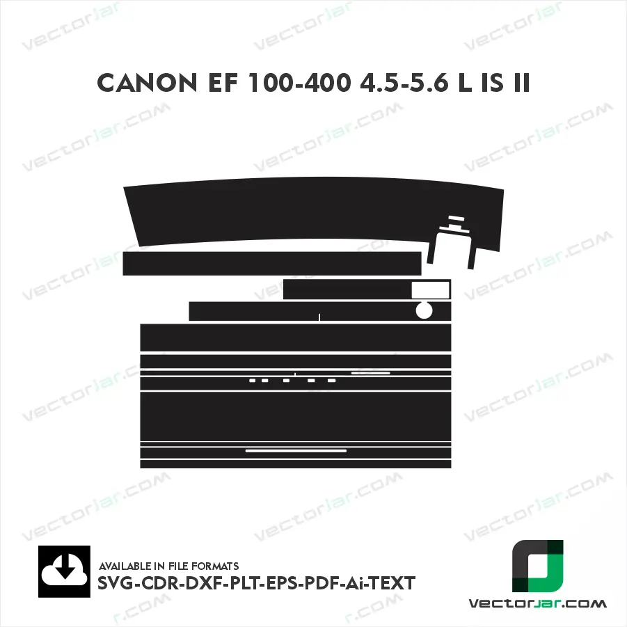 Canon EF 100-400 F4.5-5.6L IS II USM Exact Fit Lens Skin Vector Template