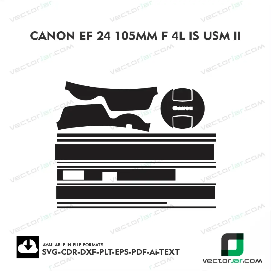 Canon EF 24-105mm F4L IS USM II Exact Fit Lens Skin Vector Template